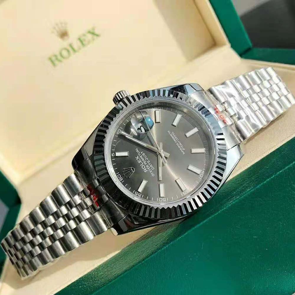 Rolex Men Datejust Classic Watches Oyster 41 mm in Oystersteel and White Gold-Grey (5)