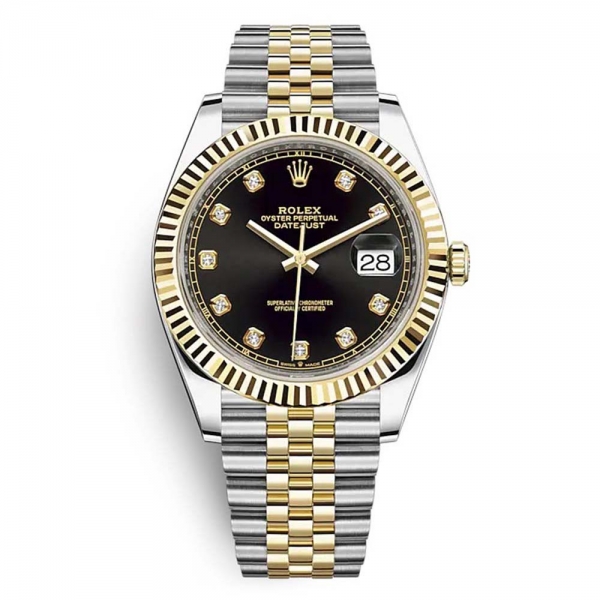 Rolex Men Datejust Classic Watches Oyster 41 mm in Oystersteel and Yellow Gold-Black (1)