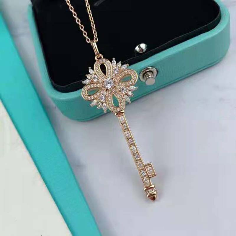 Tiffany Keys Tiffany Victoria Key Pendant in Rose Gold with Diamonds (2)