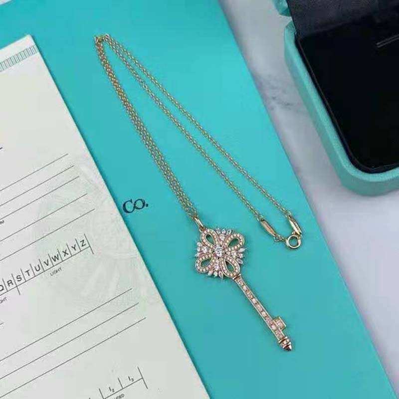 Tiffany Keys Tiffany Victoria Key Pendant in Rose Gold with Diamonds (4)