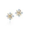 Tiffany Schlumberger Lynn Earrings in Gold and Platinum with Diamonds