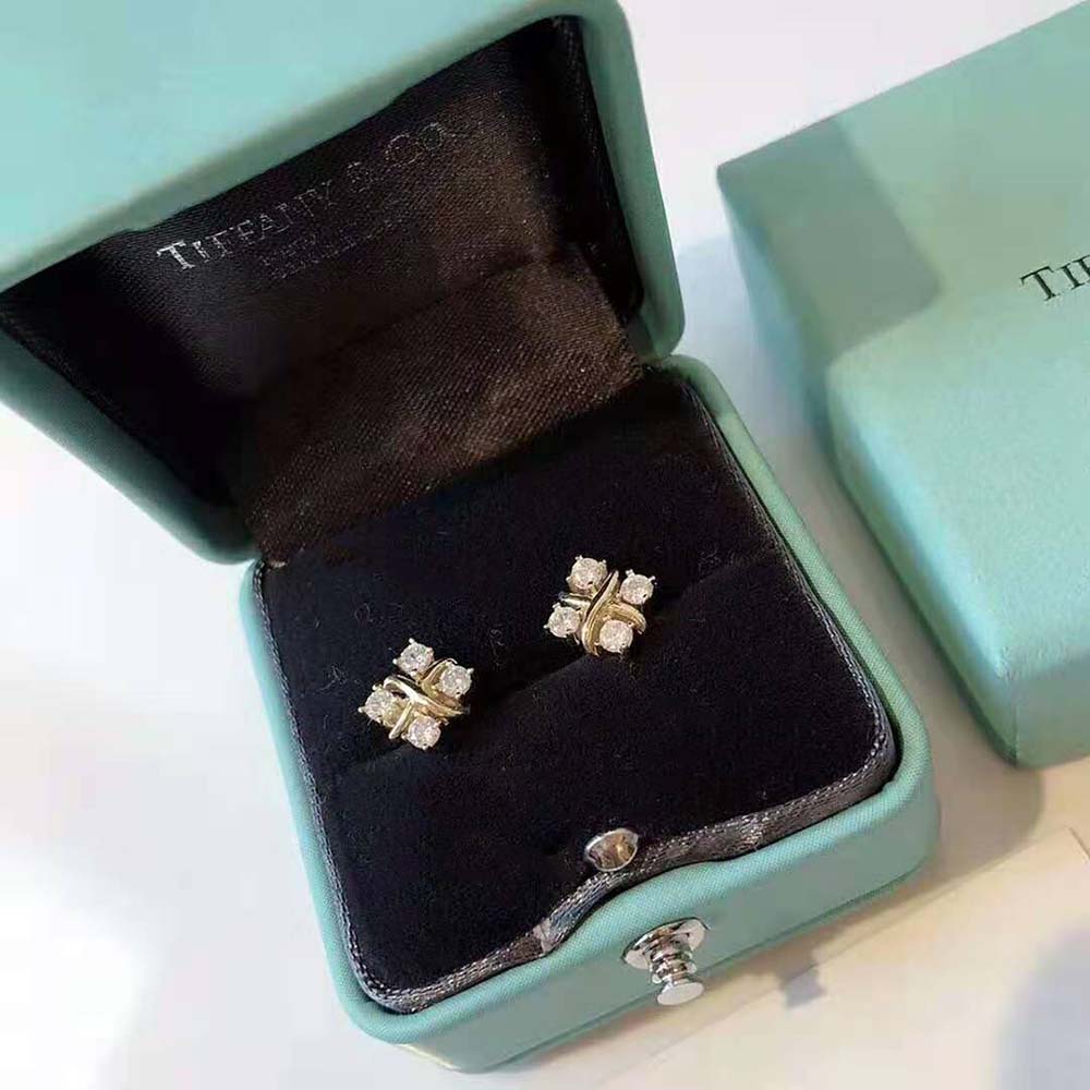 Tiffany Schlumberger Lynn Earrings in Gold and Platinum with Diamonds (3)