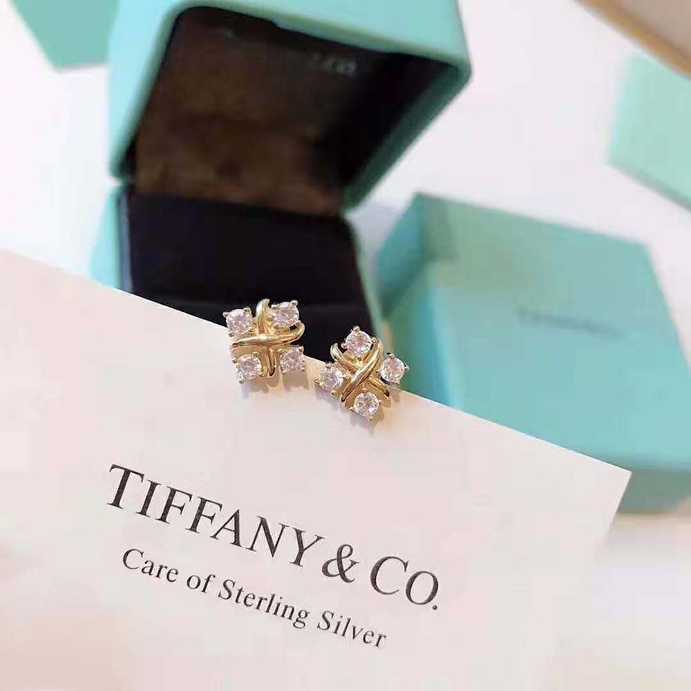 Tiffany Schlumberger Lynn Earrings in Gold and Platinum with Diamonds (4)