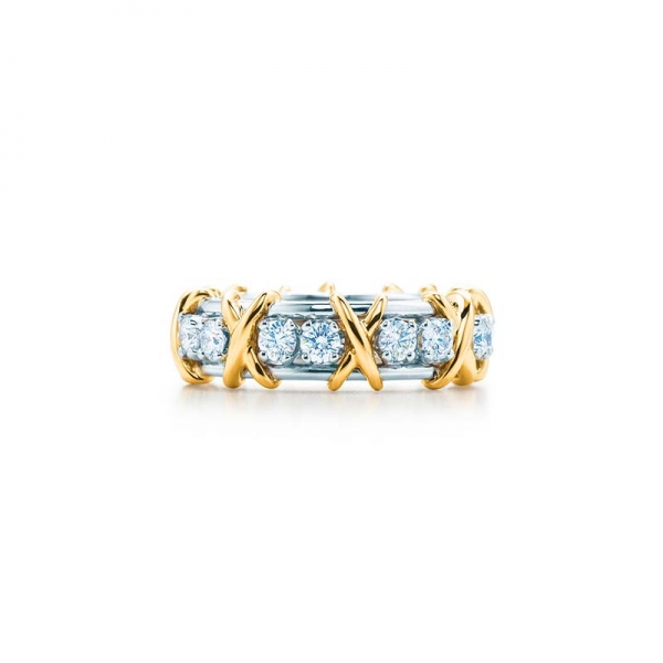 Tiffany Schlumberger Sixteen Stone Ring in Gold and Platinum with Diamonds