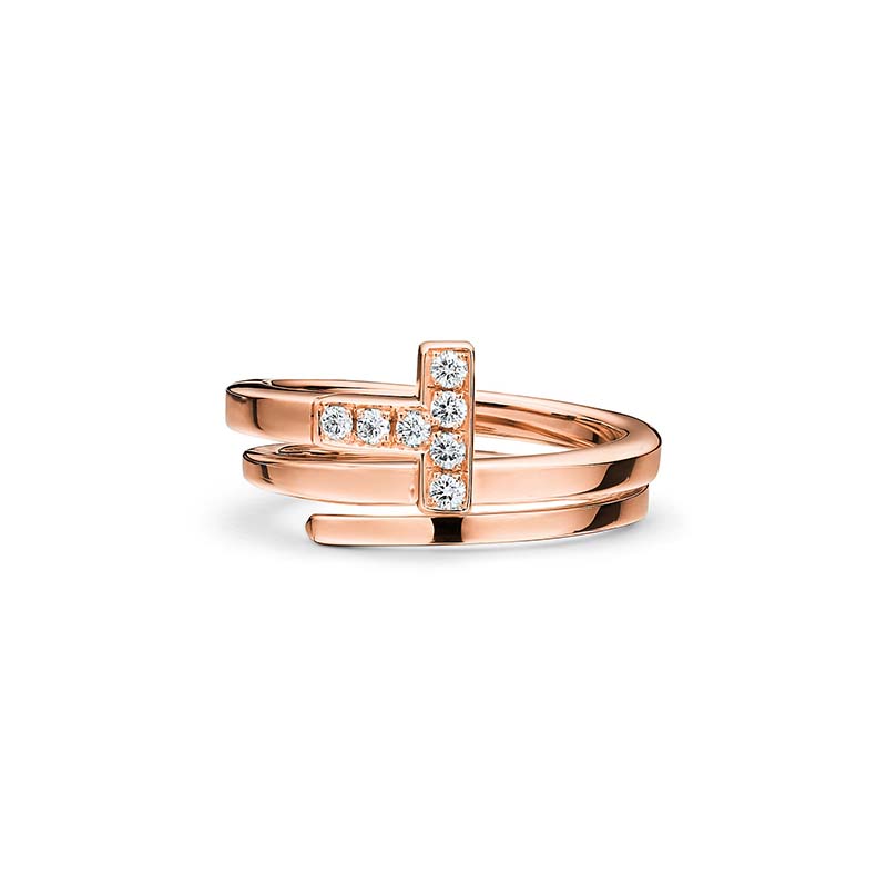 Tiffany T Diamond Square Wrap Ring in Rose Gold