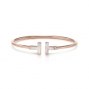 Tiffany T Wire Bracelet in Rose Gold with Mother-of-pearl