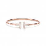 Tiffany T Wire Bracelet in Rose Gold with Mother-of-pearl