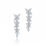 Tiffany Victoria Mixed Cluster Drop Earrings in Platinum with Diamonds-Silver