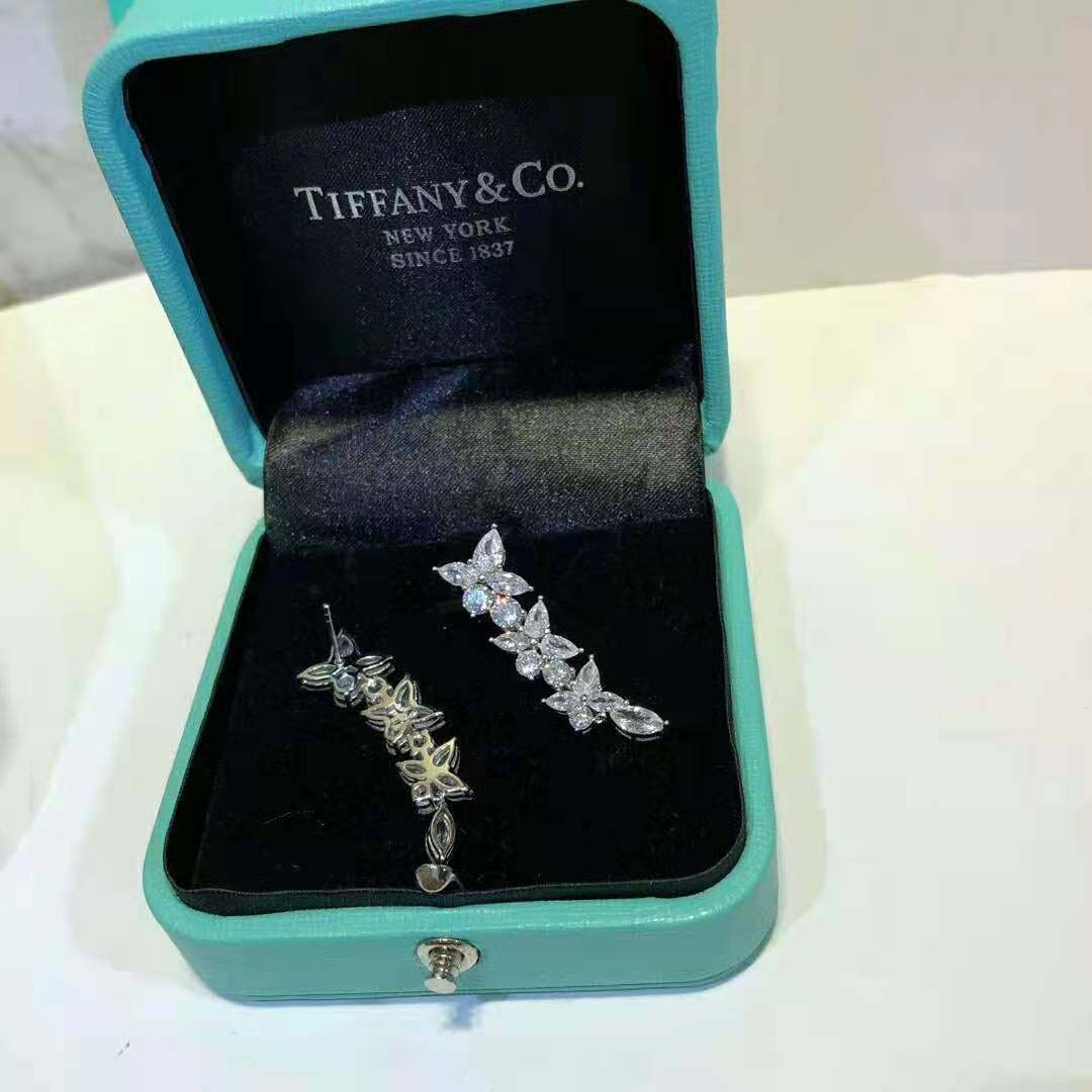 Tiffany Victoria Mixed Cluster Drop Earrings in Platinum with Diamonds-Silver (6)
