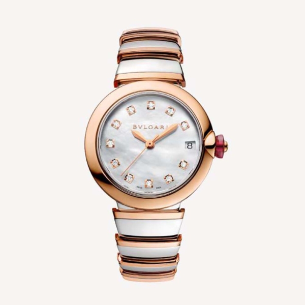 Bulgari Women LVCEA Watch Automatic Winding 33 mm in Stainless Steel and Rose Gold (1)