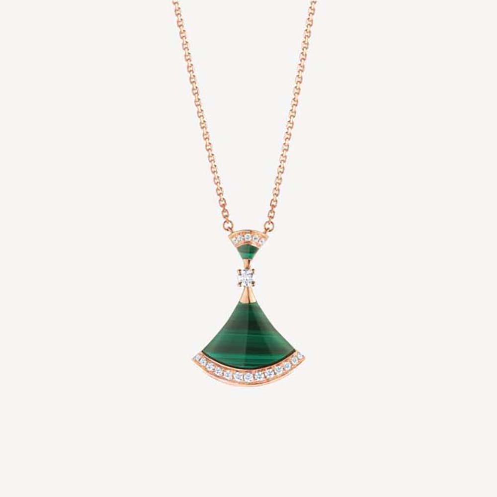 Bvlgari Women DIVAS’ DREAM Necklace in 18 KT Rose Gold with Pendant Set-Green (1)