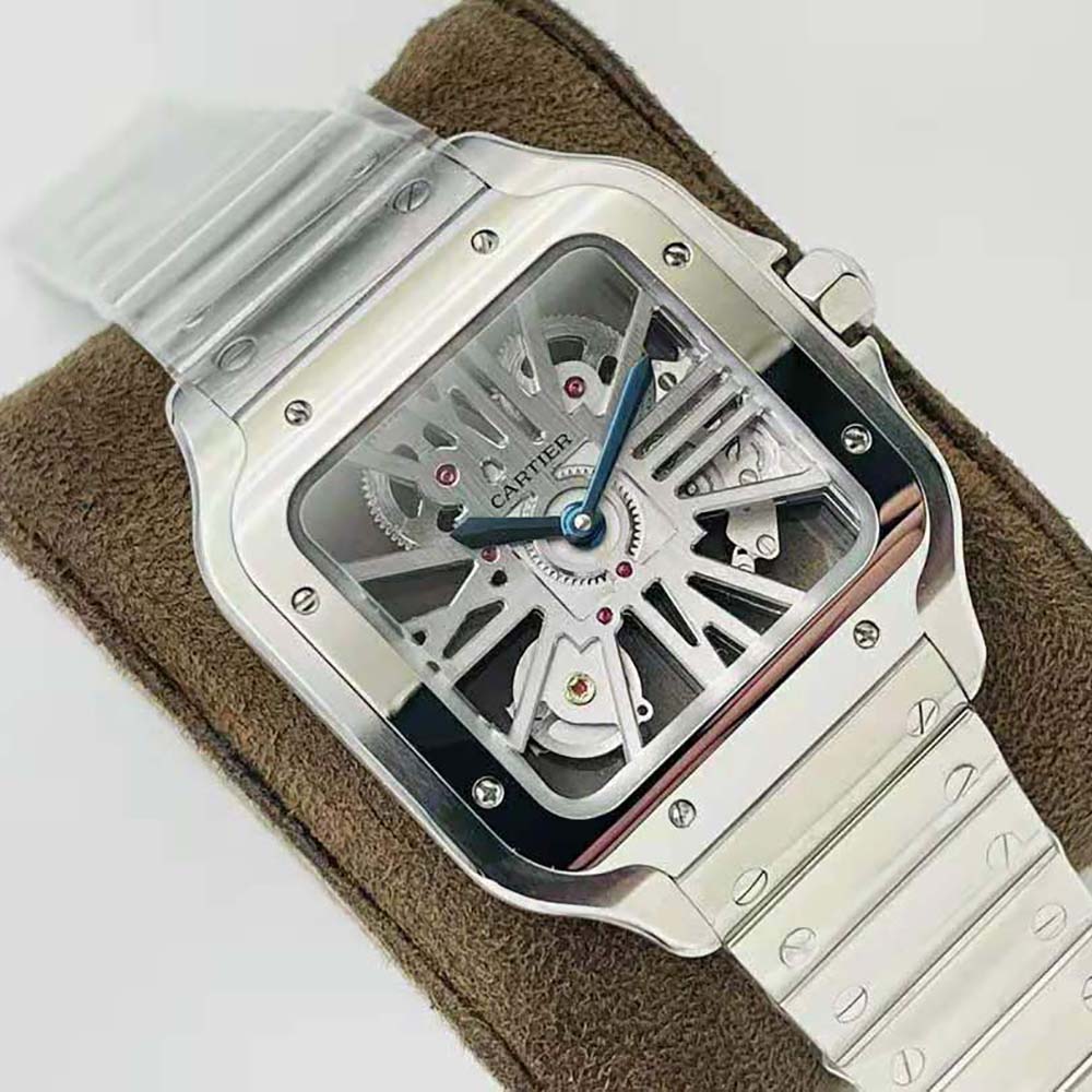 Cartier Men Santos Skeleton Watch 39.8 mm Manual Winding in Steel Case (3)