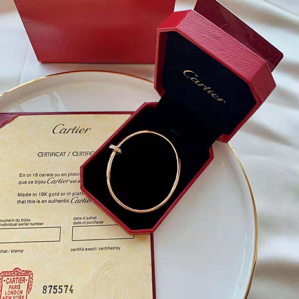 Cartier Women Juste Un Clou Bracelet Small Model in Rose Gold with Diamonds (9)