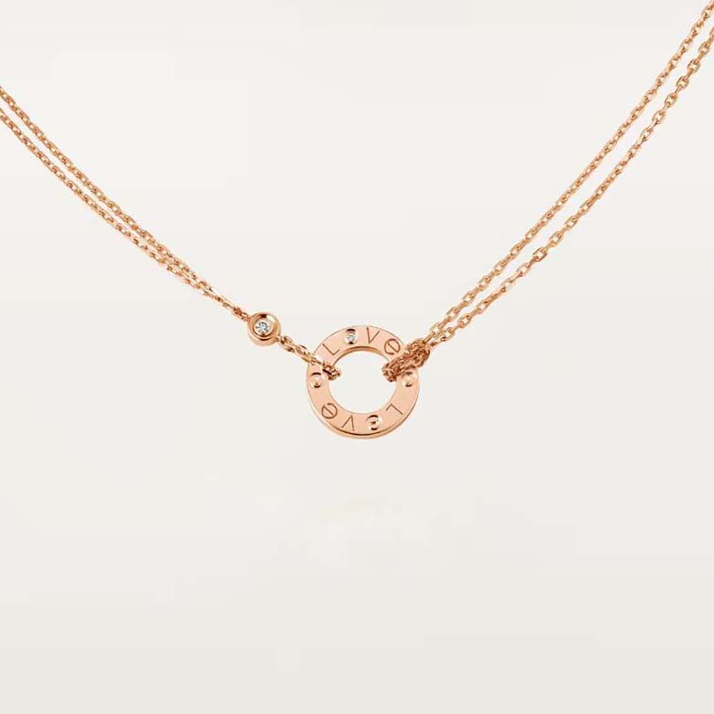 Cartier Women Love Necklace in Rose Gold with Diamonds