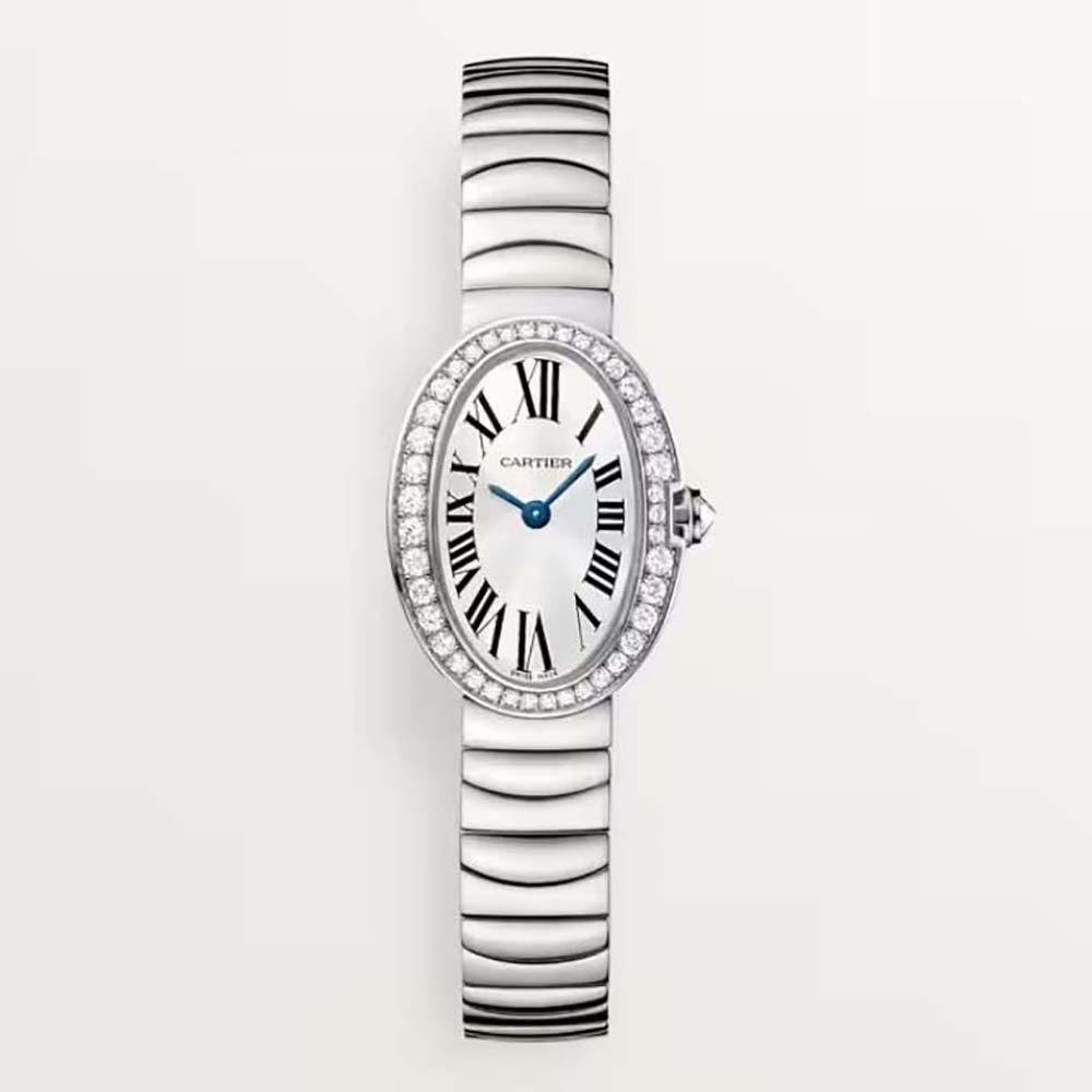 Cartier Women Mini Baignoire Watch Quartz Movement in Rhodiumized White Gold