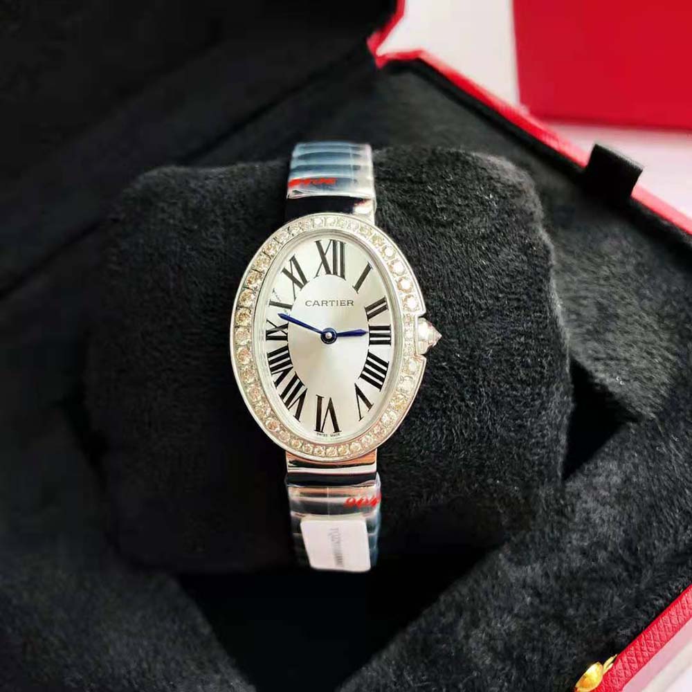 Cartier Women Mini Baignoire Watch Quartz Movement in Rhodiumized White Gold (4)