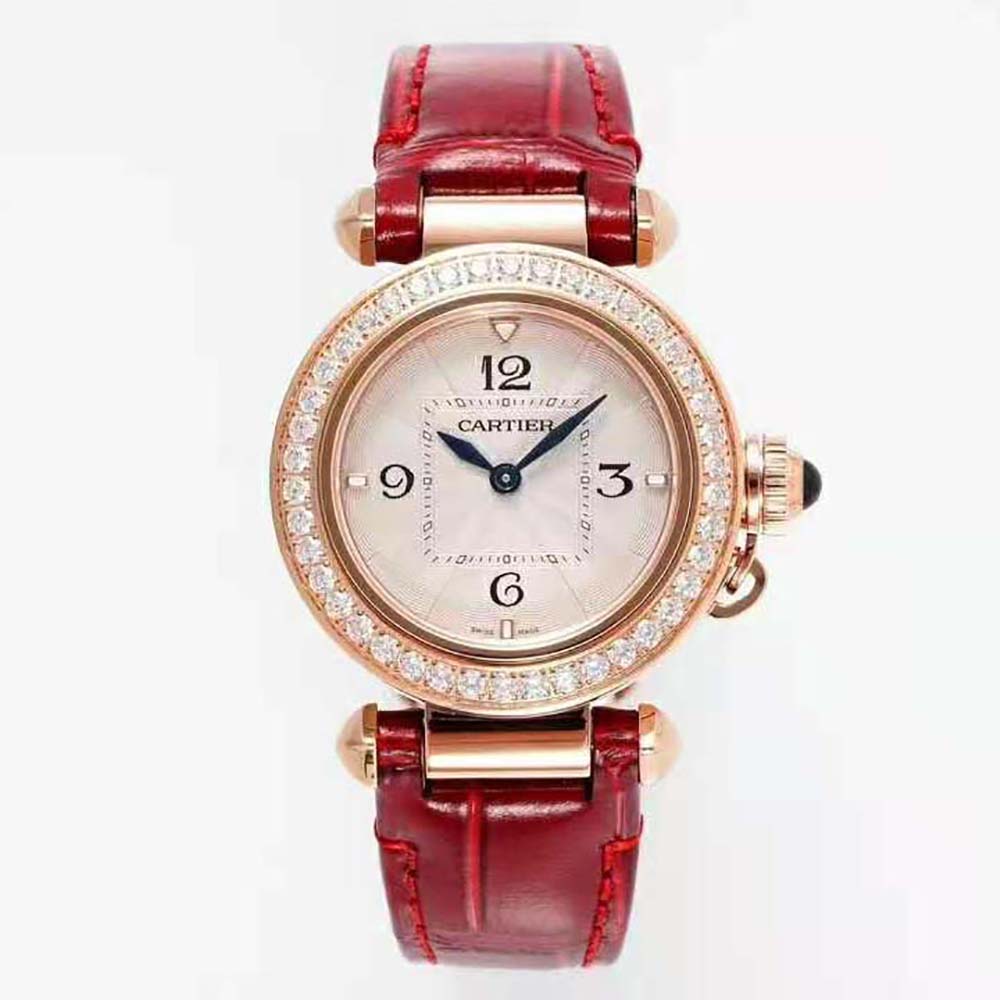 Cartier Women Pasha De Cartier Watch Quartz Movement 30 mm in Rose Gold-Red (2)