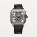 Cartier Women Santos De Cartier Watch Large Model Manual Winding Movement in Steel-Black