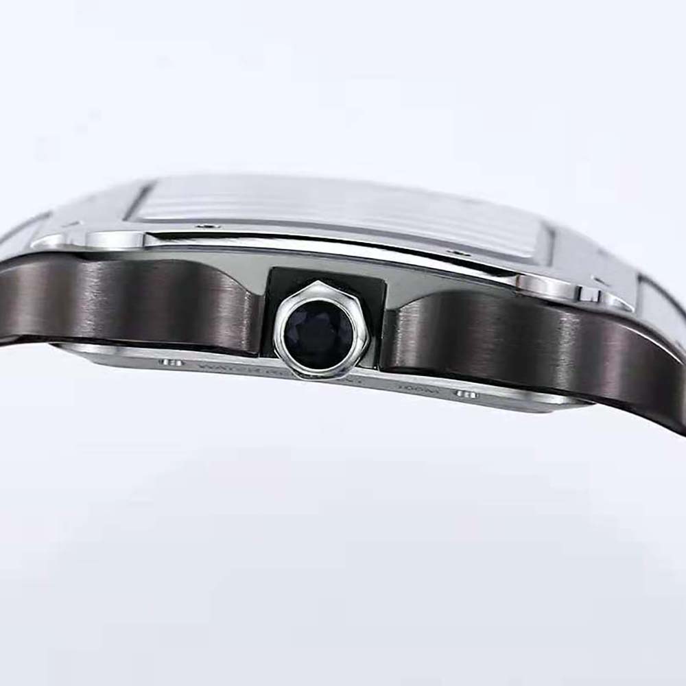 Cartier Women Santos De Cartier Watch Mechanical Movement 39.8 mm in Manual Winding-Black (8)