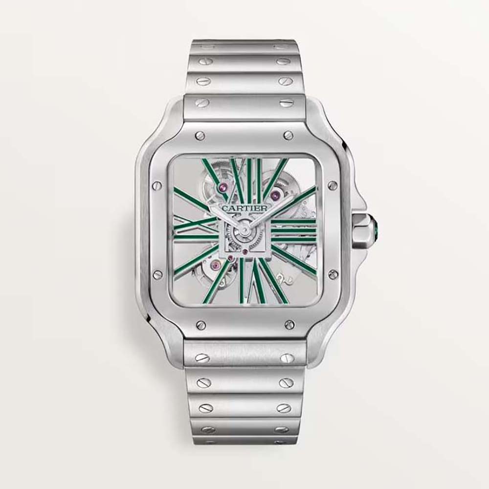Cartier Women Santos De Cartier Watch Mechanical Movement 39.8 mm in Manual Winding-Green (1)