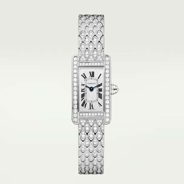 Cartier Women Tank Américaine Watch Mini Model Quartz Movement in 18K White Gold (1)