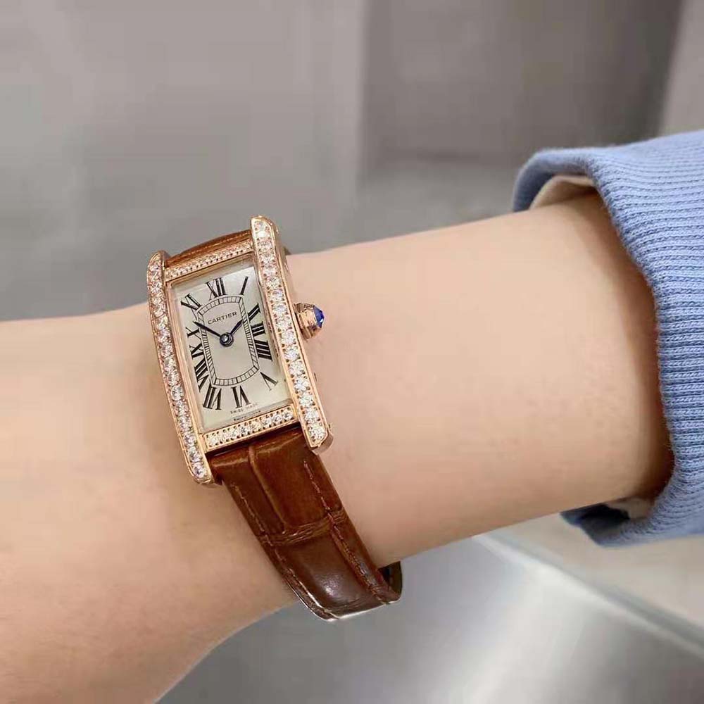 Cartier Women Tank Américaine Watch Small Model Quartz Movement in Rose Gold (7)