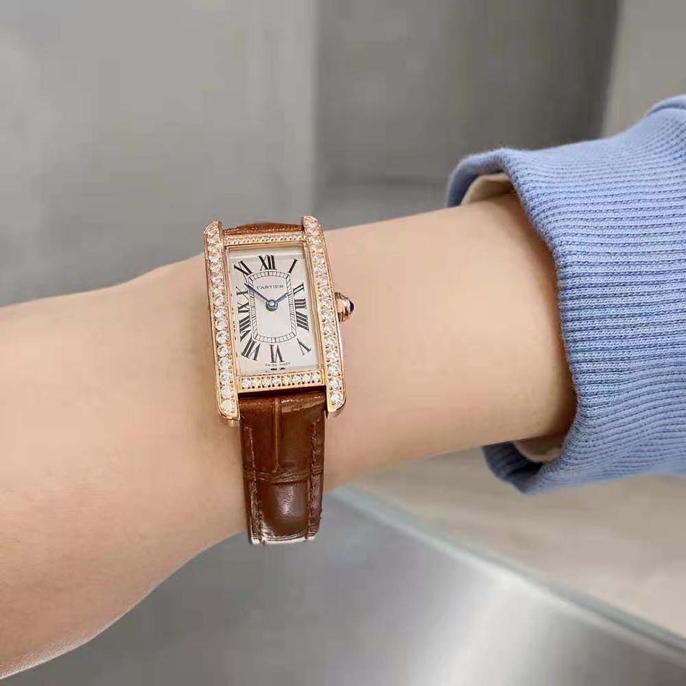 Cartier Women Tank Américaine Watch Small Model Quartz Movement in Rose Gold (8)