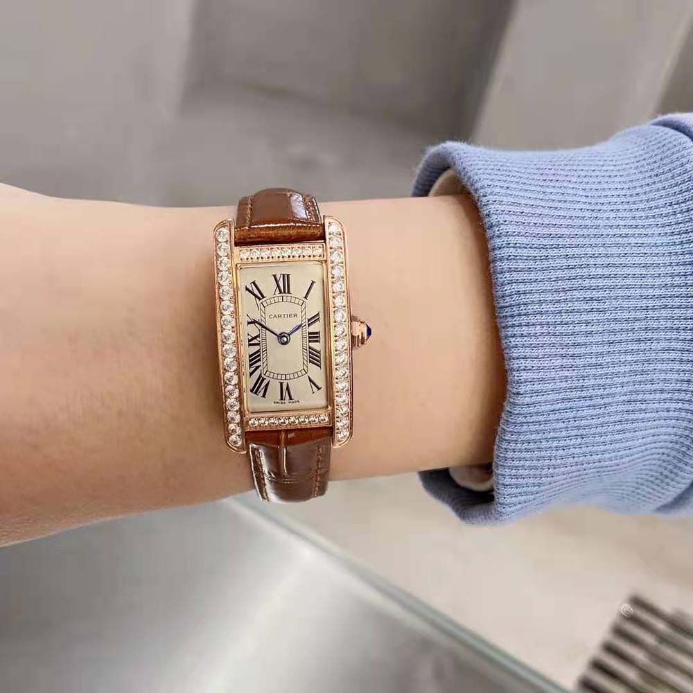 Cartier Women Tank Américaine Watch Small Model Quartz Movement in Rose Gold (9)