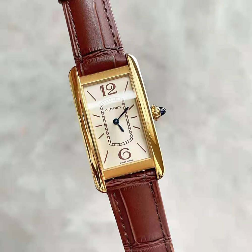 Cartier Women Tank Cintrée Watch Manual Winding in in Yellow Gold (2)