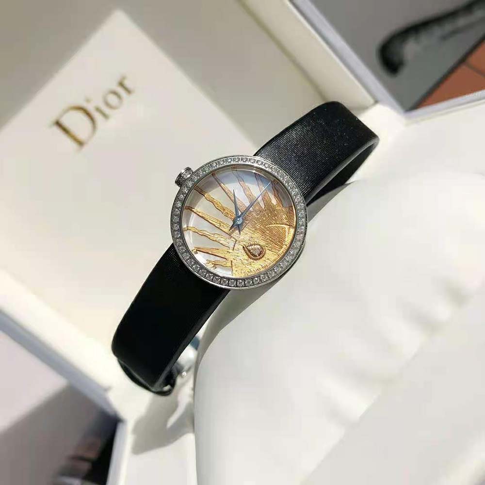 Dior Women La D De Dior Rose Céleste 25 mm Steel Mother-Of-Pearl and Diamonds (5)