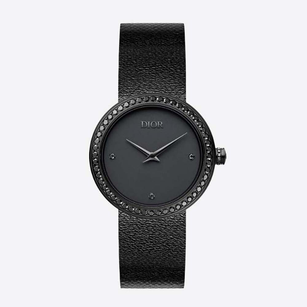 Dior Women La D de Dior Black Ultramatte Ø 34 mm Black Ultramatte Steel and Black Diamonds (1)