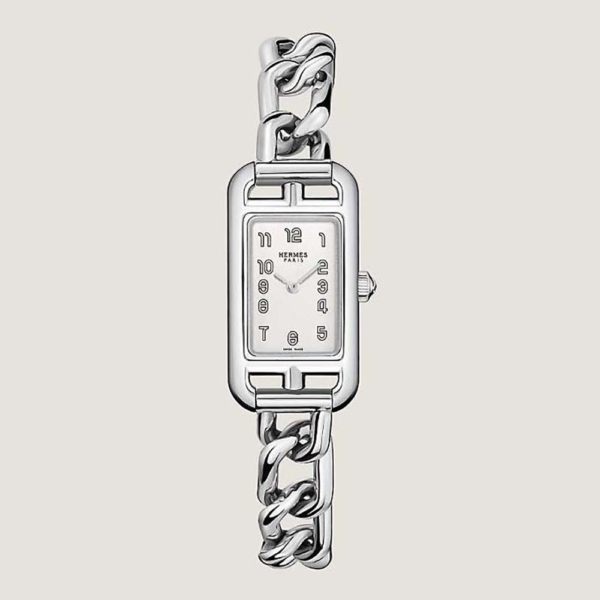 Hermes Women Nantucket Watch Small Model Quartz Movement 29 mm in Steel-White (1)