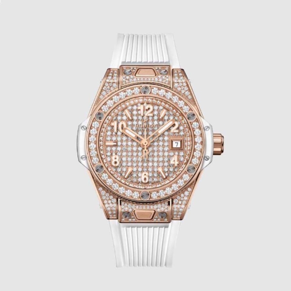 Hublot Men Big Bang One Click King Gold White Full Pavé 33 mm in 18K King Gold (1)