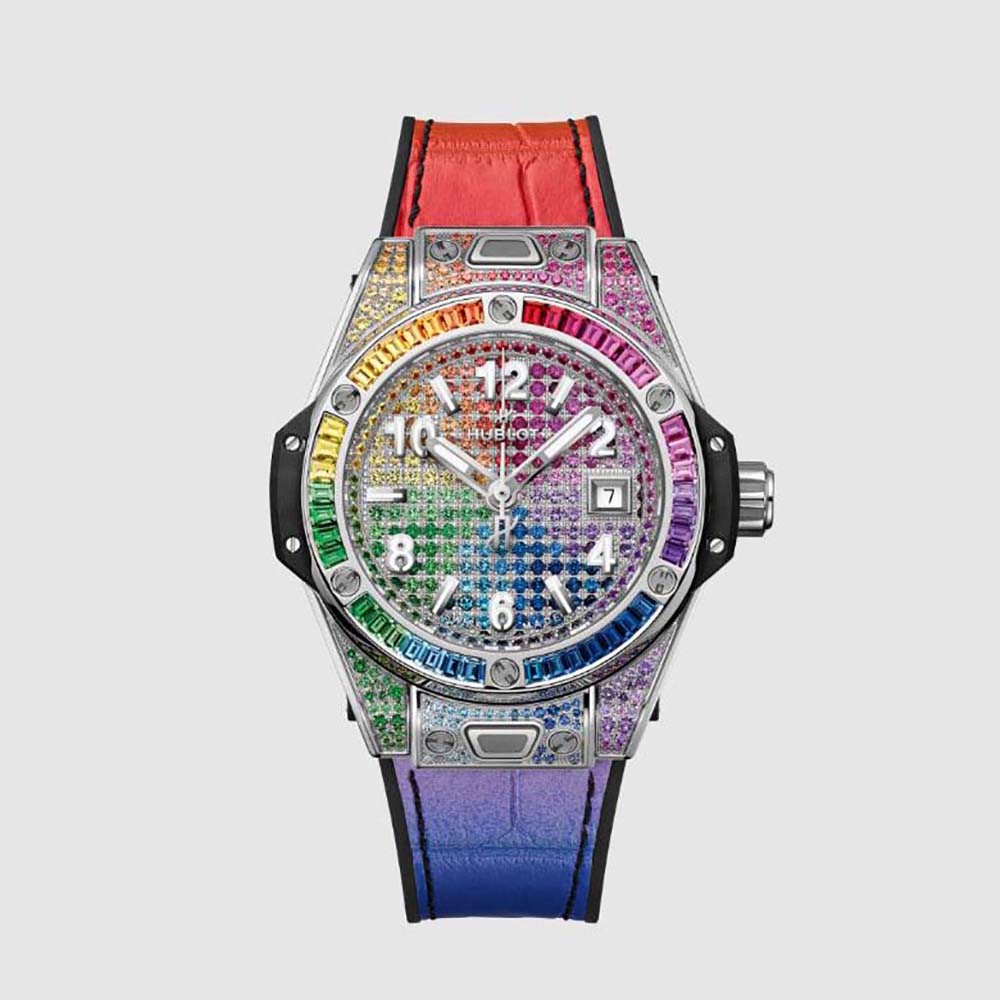 Hublot Men Big Bang One Click Steel Rainbow 33 mm in Polished Stainless Steel (1)