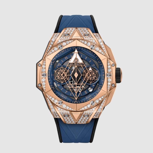 Hublot Men Big Bang Sang Bleu II King Gold Blue Pavé 45 mm (1)