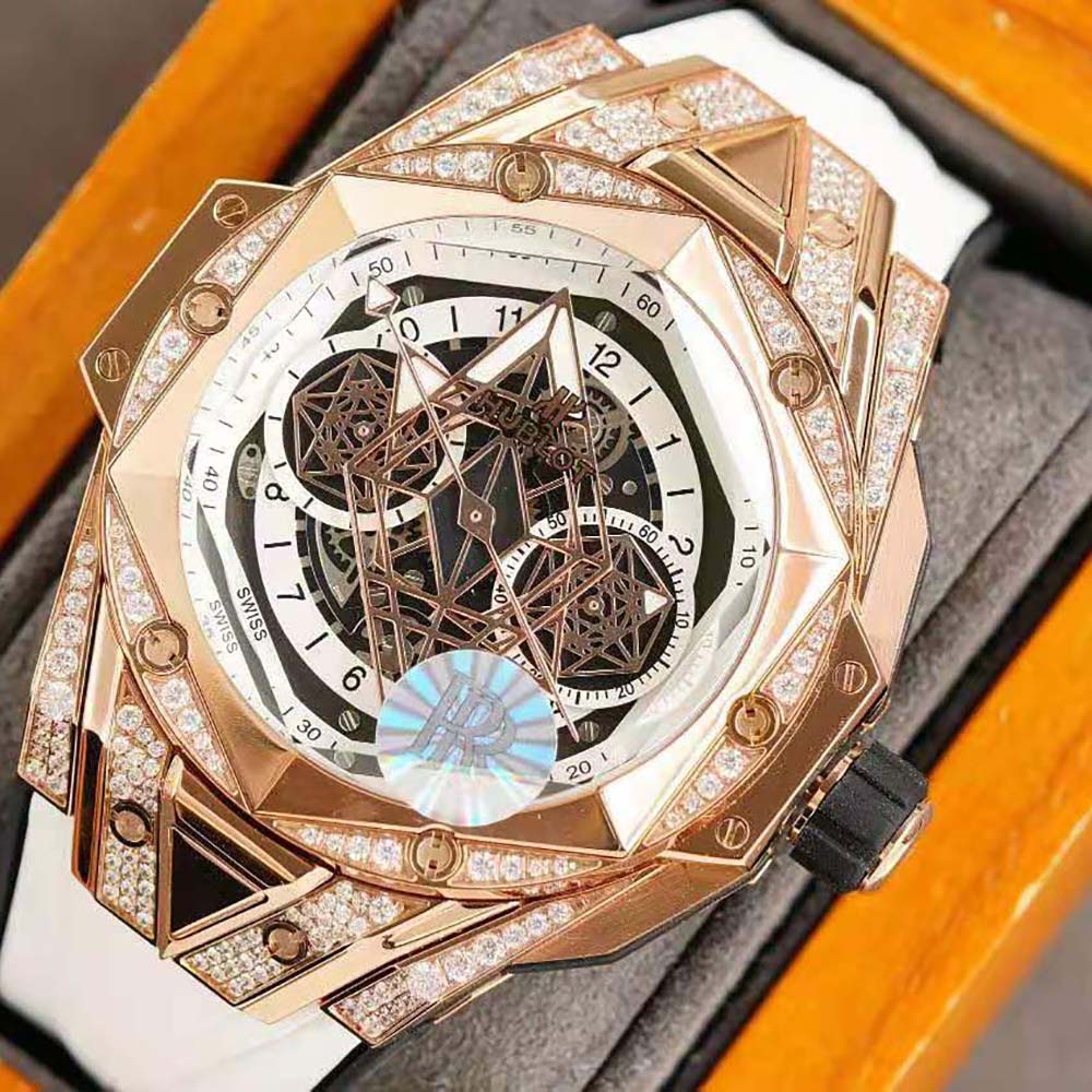 Hublot Men Big Bang Sang Bleu II King Gold White Pavé 45 mm (9)