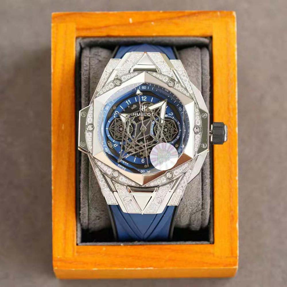 Hublot Men Big Bang Sang Bleu II Titanium Blue Pavé 45 mm (2)