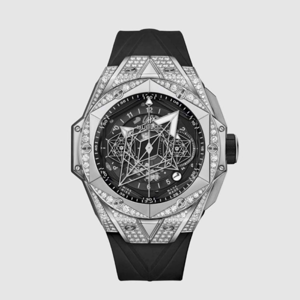 Hublot Men Big Bang Sang Bleu II Titanium Pavé 45 mm-Black (1)