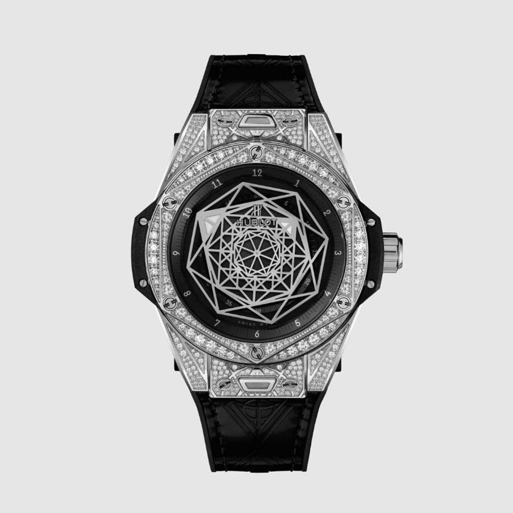 Hublot Men Big Bang Sang Bleu Steel Pavé 39 mm in Stainless Steel (1)