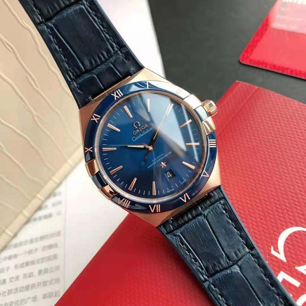 Omega Men Constellation Co‑Axial Master Chronometer 41 mm in Sedna Gold-Navy (5)