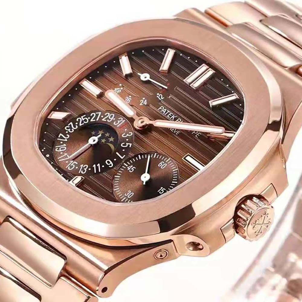 Patek Philippe Men Nautilus Self-Winding 40 mm in Rose Gold-Brown (5)