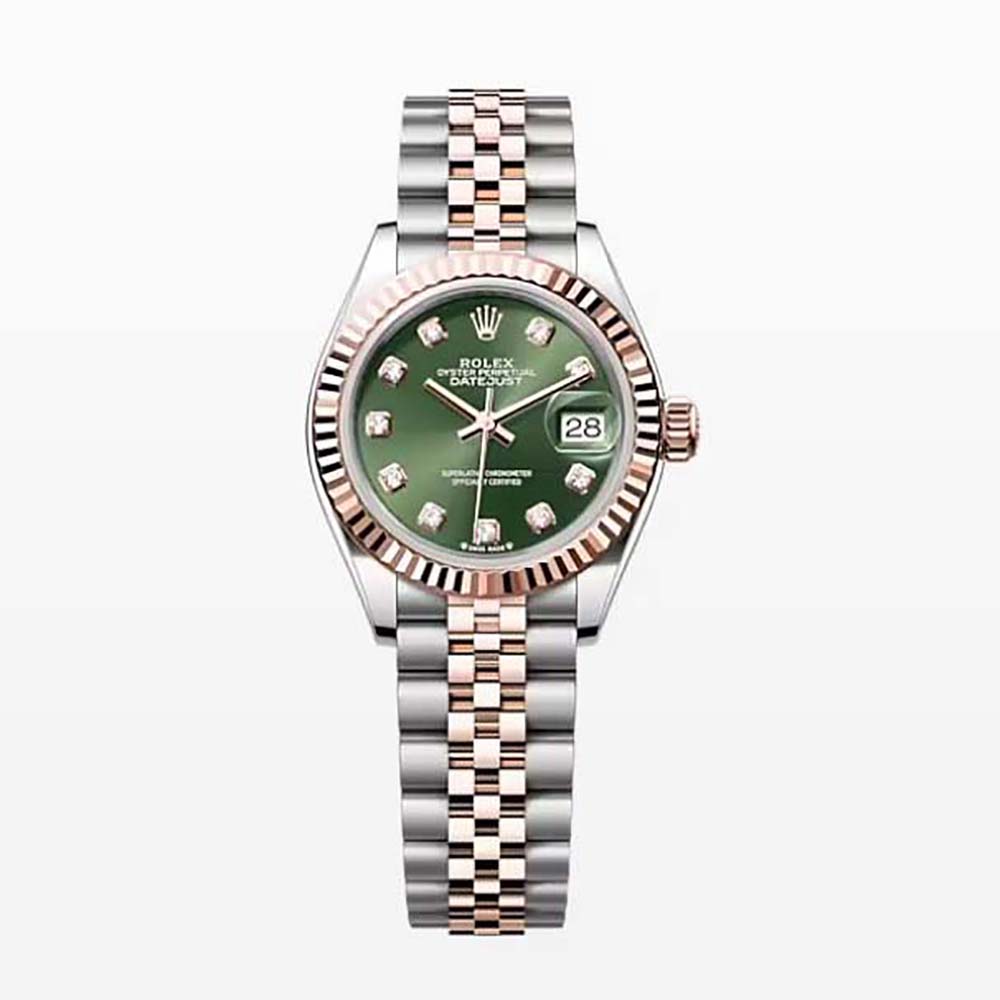 Rolex Women More Lady-Datejust Technical Details 28 mm in Oystersteel and Everose Gold-Green