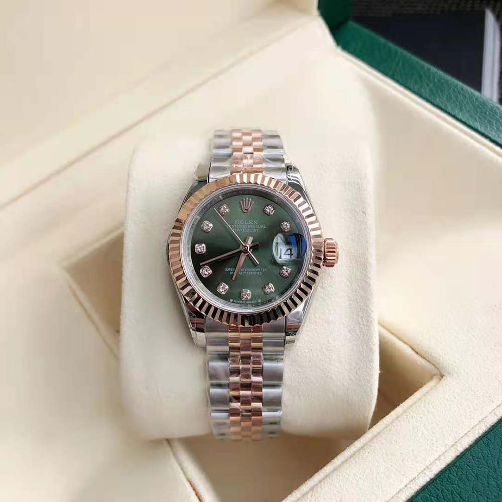 Rolex Women More Lady-Datejust Technical Details 28 mm in Oystersteel and Everose Gold-Green (4)