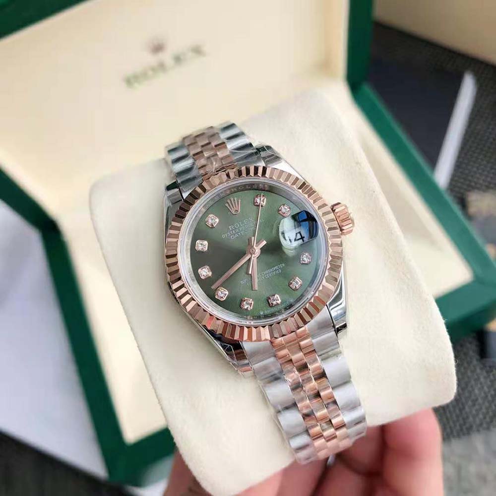 Rolex Women More Lady-Datejust Technical Details 28 mm in Oystersteel and Everose Gold-Green (5)