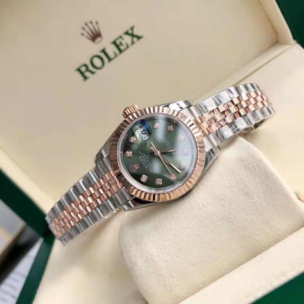 Rolex Women More Lady-Datejust Technical Details 28 mm in Oystersteel and Everose Gold-Green (8)