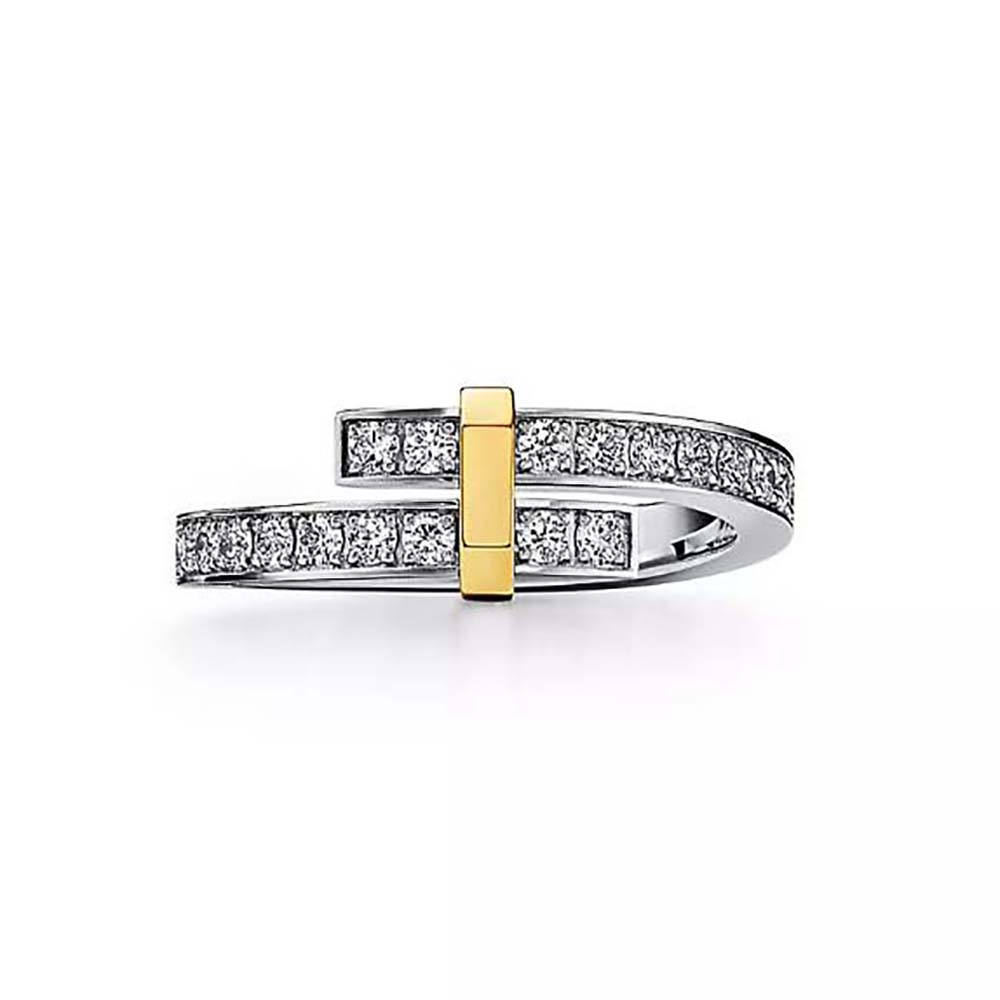 Tiffany Edge Bypass Ring in Platinum and Yellow Gold with Diamonds (1)