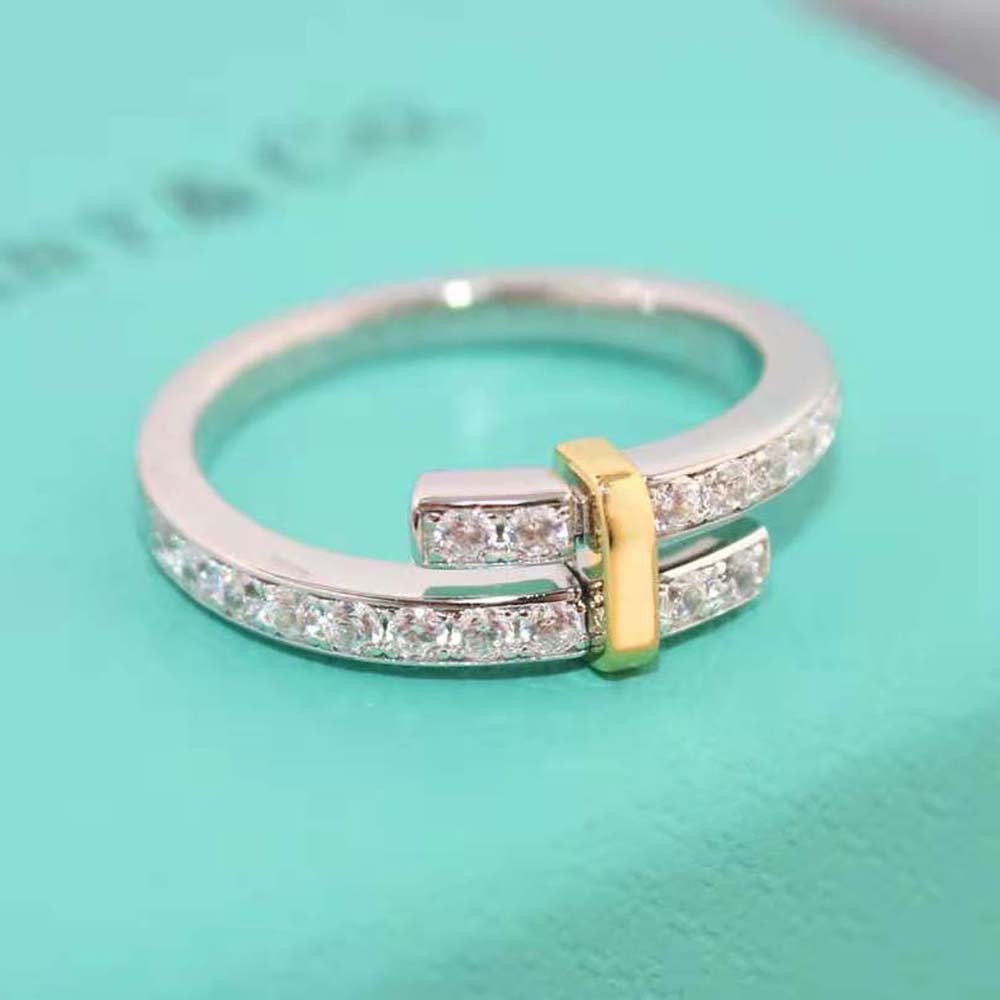 Tiffany Edge Bypass Ring in Platinum and Yellow Gold with Diamonds (2)