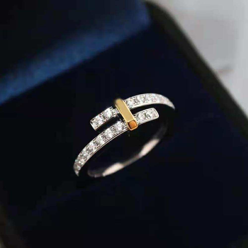 Tiffany Edge Bypass Ring in Platinum and Yellow Gold with Diamonds (4)
