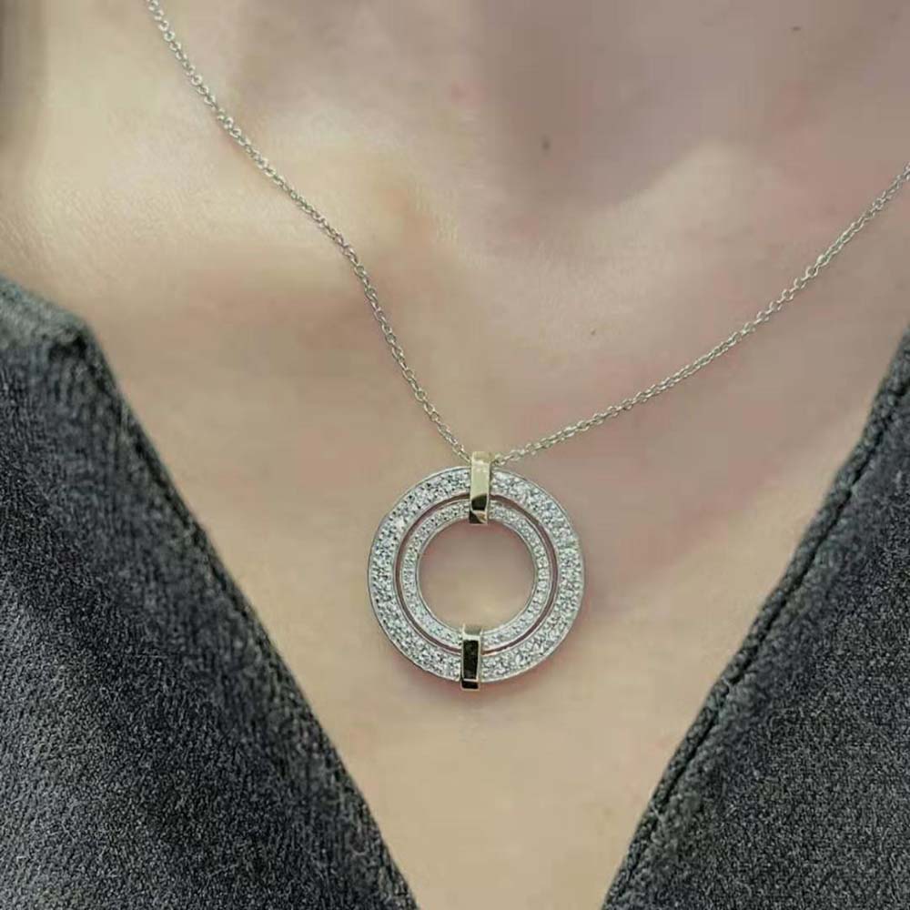Tiffany Edge Circle Pendant in Platinum and Yellow Gold with Diamonds (4)