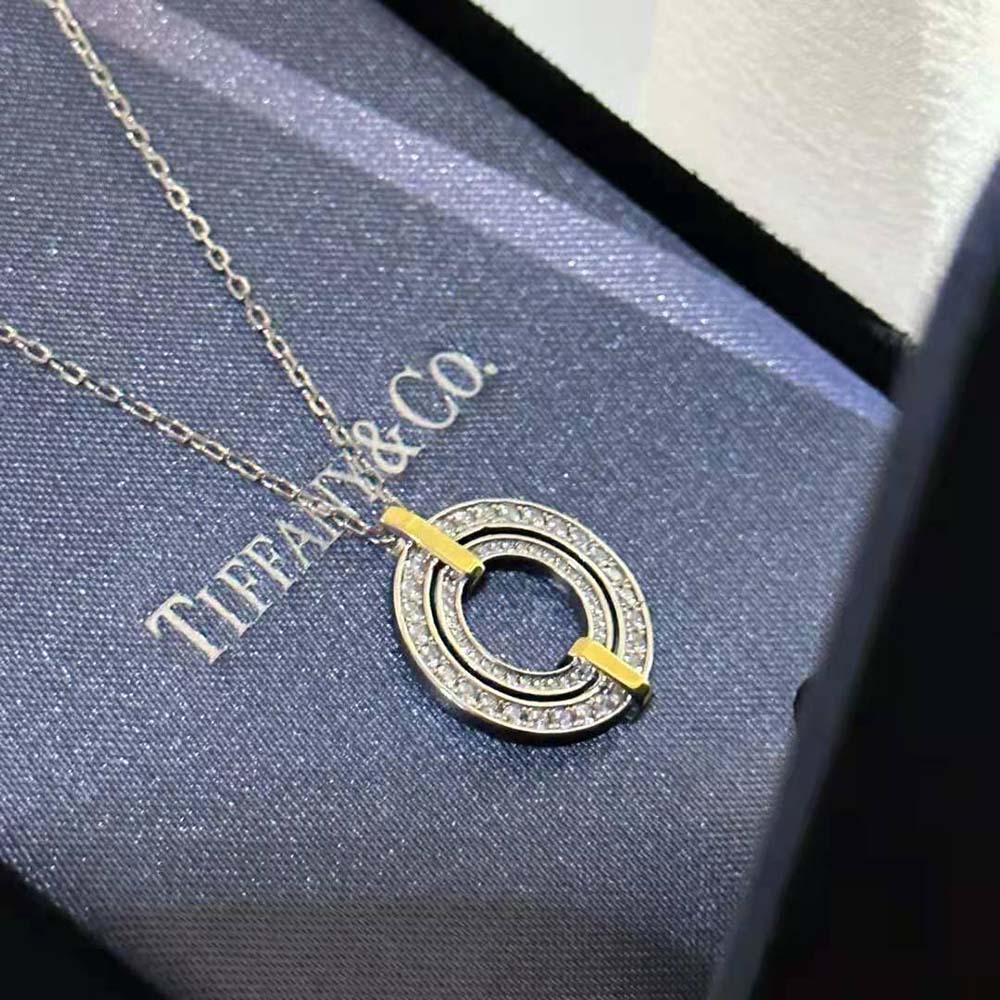 Tiffany Edge Circle Pendant in Platinum and Yellow Gold with Diamonds (5)